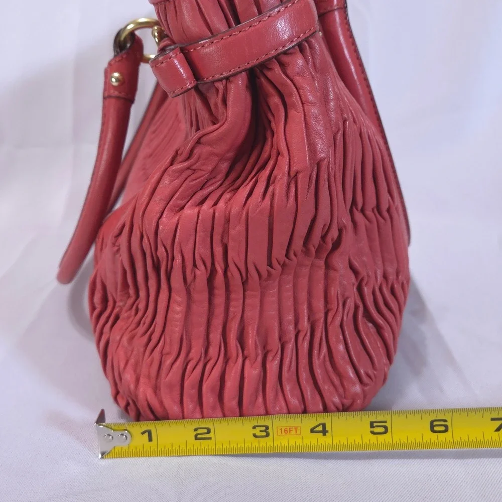 Coach Madison Kara Gathered Leather Purse/Satchel Bag Coral Red 22325